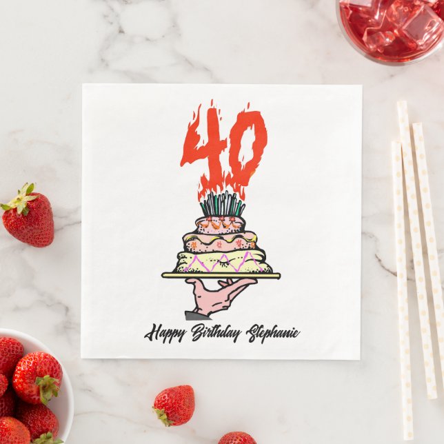 Guardanapo De Papel De Jantar aniversário de 40 anos Personalizado (Insitu)