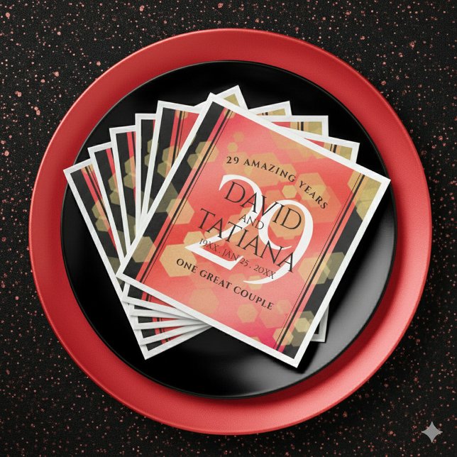 Guardanapo De Papel De Jantar Aniversário de Casamento da Elegante 29 Garnet (Elegant 29th Garnet Wedding Anniversary Napkins Cover Photo)