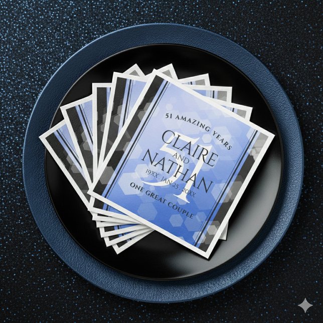 Guardanapo De Papel De Jantar Aniversário de Casamento da rua Elegante 51 (Elegant 51st Sapphire Wedding Anniversary Napkins Cover Photo)