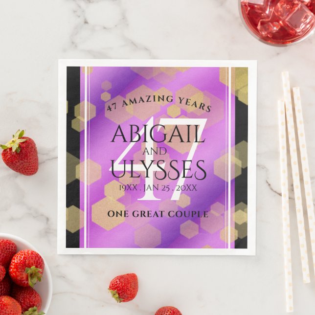 Guardanapo De Papel De Jantar Aniversário de Casamento de Ametist em 47° anivers (Insitu)