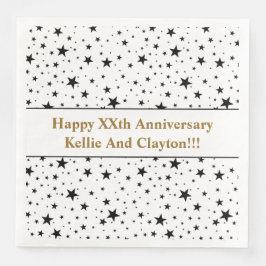 Guardanapo De Papel De Jantar Aniversário de Casamento de Estrelas Brancas/Negra