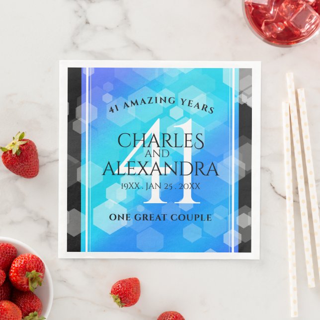 Guardanapo De Papel De Jantar Aniversário de Casamento de Topaz Azul Elegante 41 (Insitu)