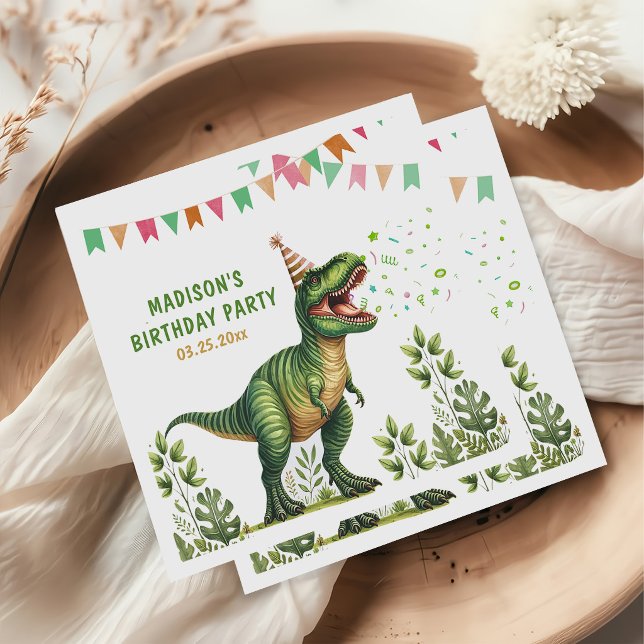 Guardanapo De Papel De Jantar Aniversário de Dinossauro (Criador carregado)