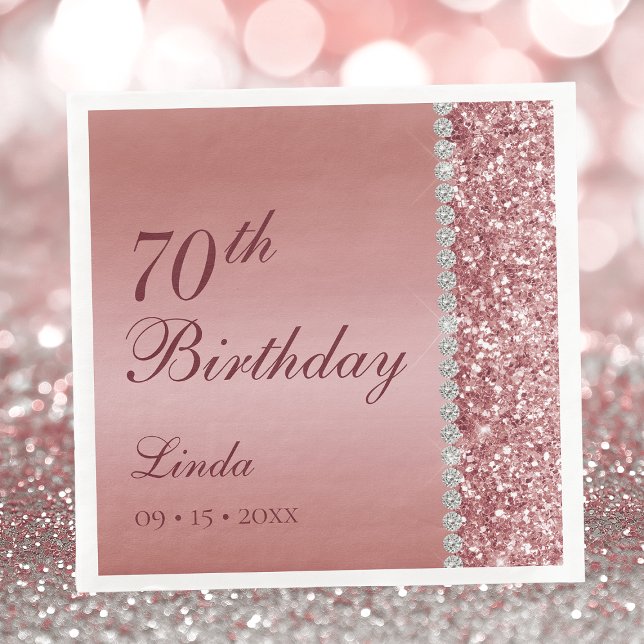 Guardanapo De Papel De Jantar Aniversário do 70 Dourado Elegante (Criador carregado)