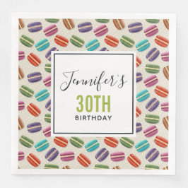 Guardanapo De Papel De Jantar Aniversário do Padrão Colorido de Macarões Parisie