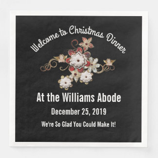 Guardanapo De Papel De Jantar Anjos, Joias e Flores Espumantes Pop a Preto