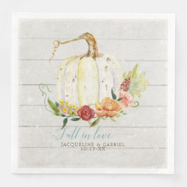 Guardanapo De Papel De Jantar Apaixonar-se Rústico Elegante Abóbora Floral Branc