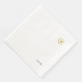 Guardanapo De Papel De Jantar Apenas um Coração Dourado Romântico