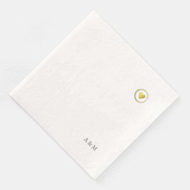 Guardanapo De Papel De Jantar Apenas um Coração Dourado Romântico (Canto)