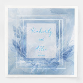 Guardanapo De Papel De Jantar Aquarela Azul Periwinkle Mármore Casamento de Inve
