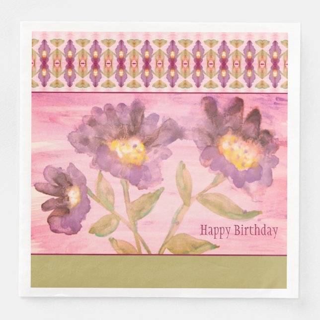 Guardanapo De Papel De Jantar Aquarela Roxa Elegante (Frente)