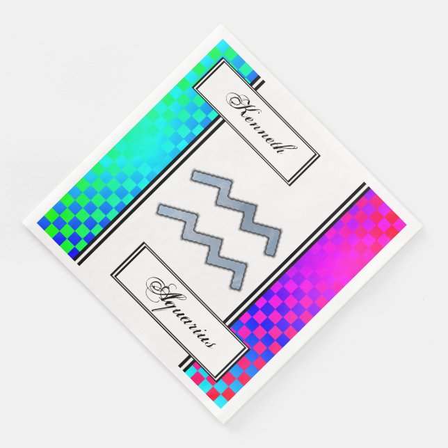 Guardanapo De Papel De Jantar Aquarius Zodiac - Símbolo Elemento de Kenneth Yonc (Canto)