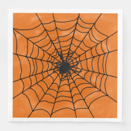 Guardanapo De Papel De Jantar Aranha Halloween com aranha em laranja