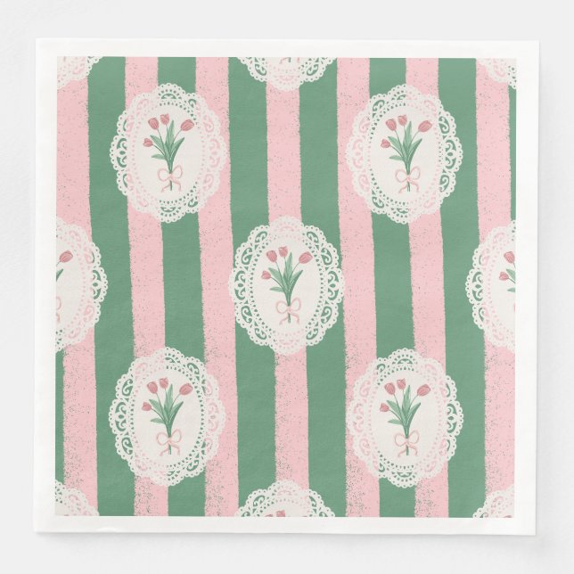 Guardanapo De Papel De Jantar Arco de Rosa Suave & Flor de Tulipa (Frente)