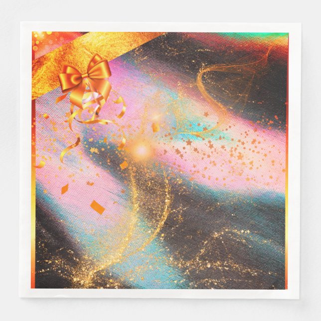 Guardanapo De Papel De Jantar Arco Dourado Vibrante (Frente)