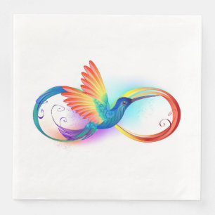 Guardanapo De Papel De Jantar Arco-íris Hummingbird com símbolo Infinito