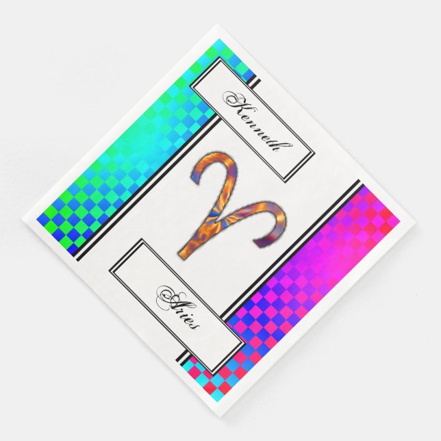 Guardanapo De Papel De Jantar Aries Zodiac - Símbolo Elemento de Kenneth Yoncich (Canto)