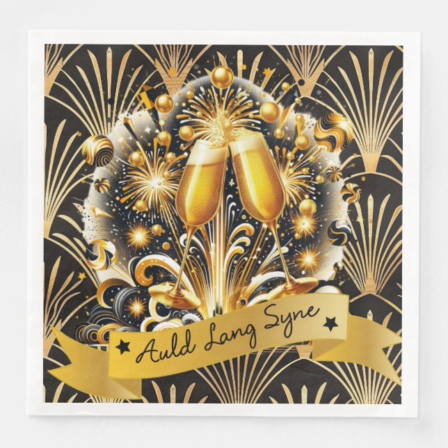 Guardanapo De Papel De Jantar Art Deco Auld Lang Syne (Frente)