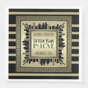 Guardanapo De Papel De Jantar Art Deco Casamento Aniversário Champanhe Dourado