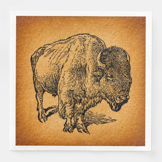 Guardanapo De Papel De Jantar Arte Antica Russa de Buffalo Bison Ocidental (Frente)