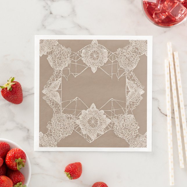Guardanapo De Papel De Jantar Arte de IA com padrões bege e branco (Insitu)