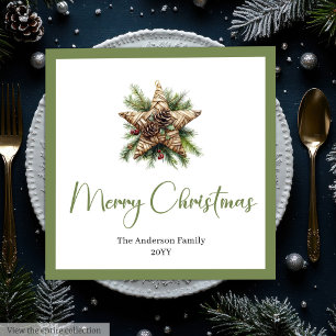 Guardanapo De Papel De Jantar Árvore de Natal Boho Chic e Elegante em Estilo Bot