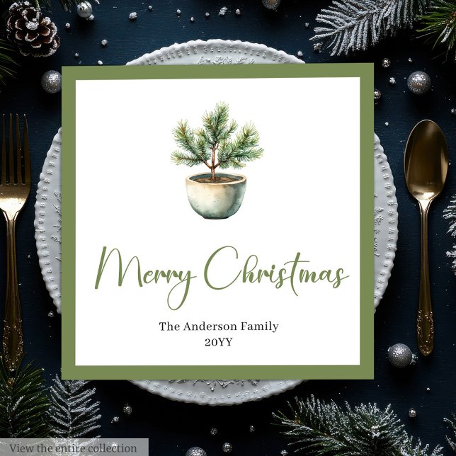 Guardanapo De Papel De Jantar Árvore de Natal Boho Minimalista Elegante Mesa  (Elegant Boho Minimalist Christmas Tree Table Napkins)