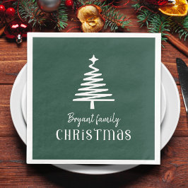 Guardanapo De Papel De Jantar Árvore de Natal da família personalizada verde