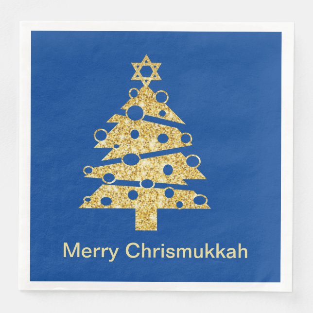 Guardanapo De Papel De Jantar Árvore de Natal moderna - Papel Chrismukkah Napkin (Frente)