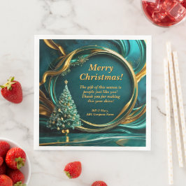 Guardanapo De Papel De Jantar Árvore Dourada de Natal Verde da Empresa de Mensag