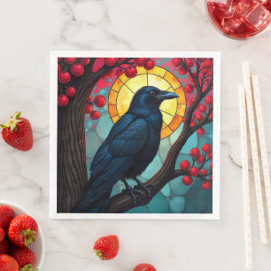 Guardanapo De Papel De Jantar Árvores De Cereja De Vidro Manchadas Ravens-Crows