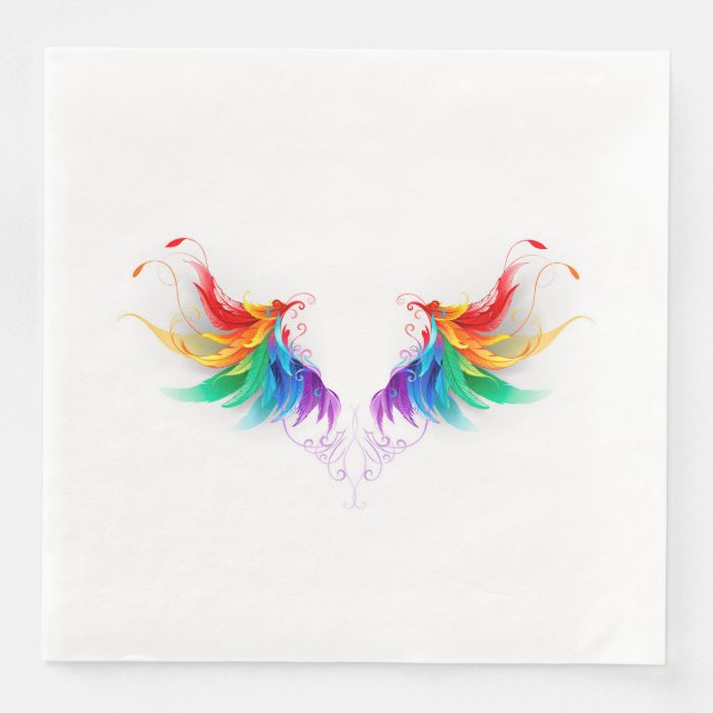 Guardanapo De Papel De Jantar Asas Fluffy Rainbow (Frente)