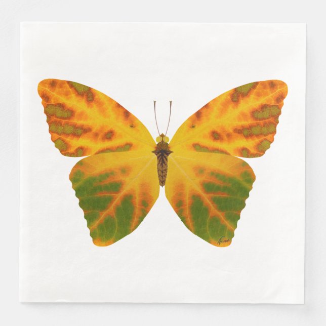 Guardanapo De Papel De Jantar Aspen Leaf Butterfly 1 (Frente)