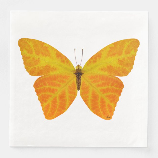Guardanapo De Papel De Jantar Aspen Leaf Butterfly 3 (Frente)
