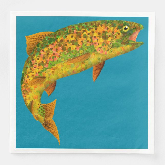 Guardanapo De Papel De Jantar Aspen Leaf Rainbow Trout 2 (Frente)