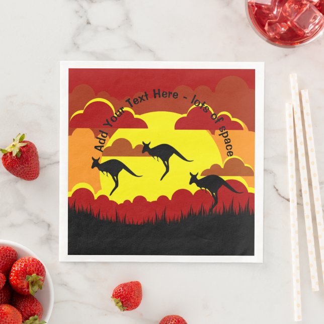 Guardanapo De Papel De Jantar Austrália Kangaroo Red Black Yellow Servier (Insitu)