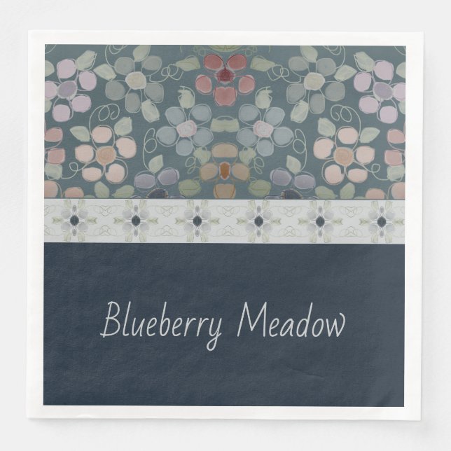 Guardanapo De Papel De Jantar Azul Escuro E Teal (Frente)