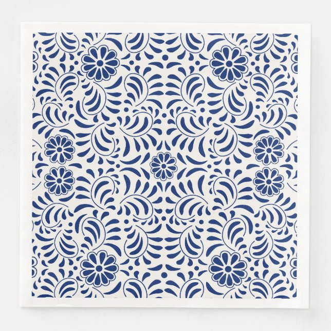 Guardanapo De Papel De Jantar Azulejo Talavera Azul Estilo Espanhol Festa (Frente)