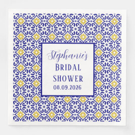 Guardanapo De Papel De Jantar Azulejos Portugueses Chá de panela Azul Mediterrân