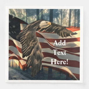 Guardanapo De Papel De Jantar Bald Eagle American Flag Country Road Paper Janto