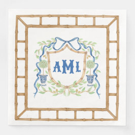 Guardanapo De Papel De Jantar Bambu & Olive Topiary Crest | Monograma
