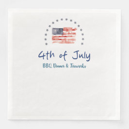 Guardanapo De Papel De Jantar Bandeira Americana em Aquarela com Estrelas