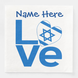 Guardanapo De Papel De Jantar Bandeira Israelense Coração Azul AMOR Festa Person