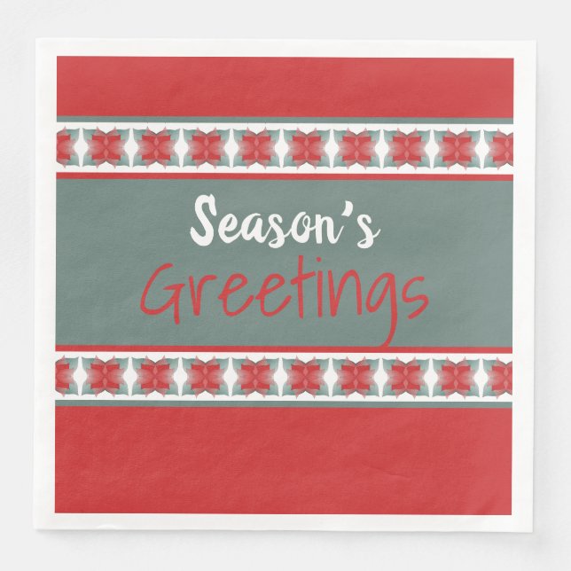 Guardanapo De Papel De Jantar Barn Red e Turquoise Cartões de natal Napkins (Frente)