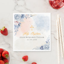 Batismo de menino religioso moderno floral aquarel