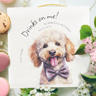 Guardanapo De Papel De Jantar Bebidas em Mim Poodle Aquarela Cachorro Divertido