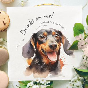 Guardanapo De Papel De Jantar Bebidas Por Minha Conta Dachshund Aquarela Cachorr