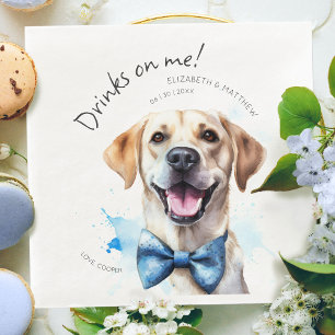 Guardanapo De Papel De Jantar Bebidas Por Minha Conta Labrador Aquarela Cachorro