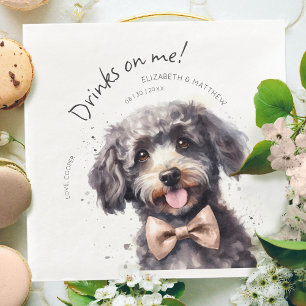 Guardanapo De Papel De Jantar Bebidas Por Minha Conta Poodle Aquarela Cachorro D