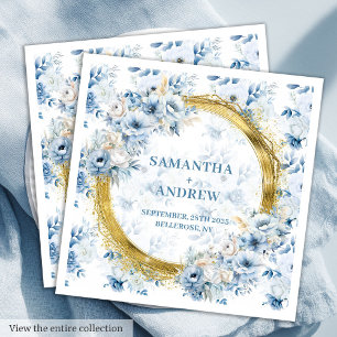 Guardanapo De Papel De Jantar Belo Casamento de Destaque Azul Dourado